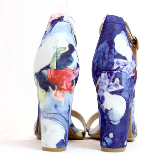 floral open toe heels